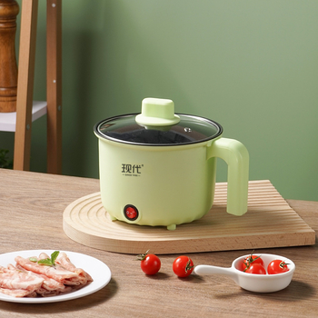 Електрическа готварска тенджера за един човек, мини модел SY001, капацитет до 2 л, вътрешен съд от неръждаема стомана, механично управление, двуслойна конструкция, 1 вътрешен съд