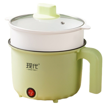 Електрическа готварска тенджера за един човек, мини модел SY001, капацитет до 2 л, вътрешен съд от неръждаема стомана, механично управление, двуслойна конструкция, 1 вътрешен съд