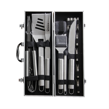 21-dielny set grilovacích nástrojov z nehrdzavejúcej ocele pre vonkajšie použitie – multifunkčné kempingové príslušenstvo k grilu (klipsa, kefka, vidlica, lopatka)