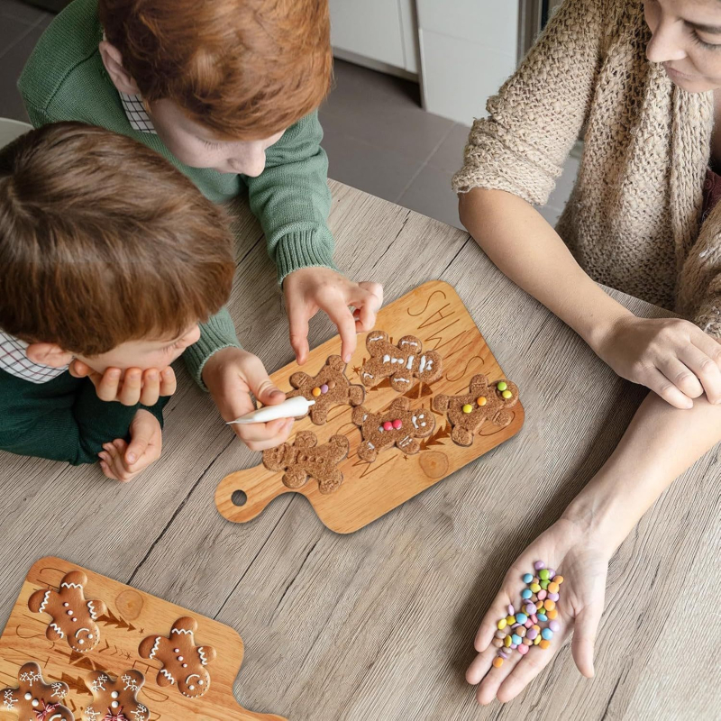 Tocător din lemn cu mâner, placă dublu-fațetă pentru brânzeturi și pizza, din lemn de cauciuc; brand Wu ge yi; origine Shandong; stil modern minimalist; destinație uz casnic