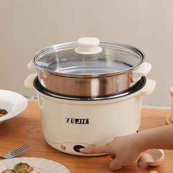 Oală electrică multifuncțională pentru orez, tăiței și altele, capacitate 4.1–6 L, vas interior din ceramic-cristal, control cu buton, 4–5 porții, curățare integrată, fără vase interschimbabile, pentru uz casnic sau în cămin