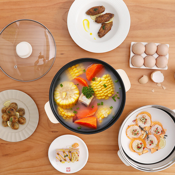 Oală electrică multifuncțională pentru orez, tăiței și altele, capacitate 4.1–6 L, vas interior din ceramic-cristal, control cu buton, 4–5 porții, curățare integrată, fără vase interschimbabile, pentru uz casnic sau în cămin