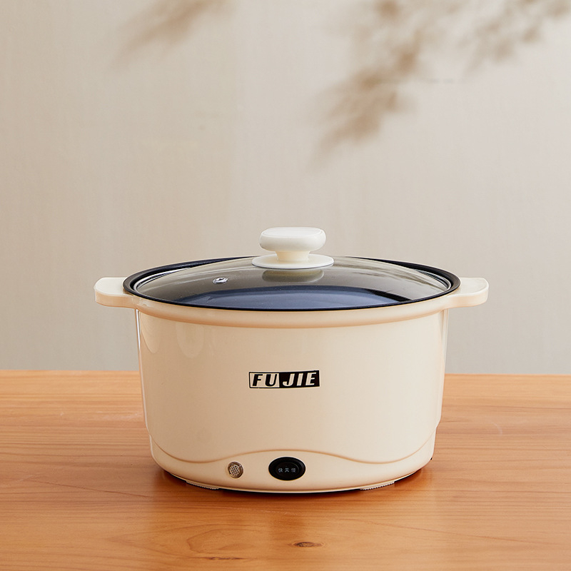 Oală electrică multifuncțională pentru orez, tăiței și altele, capacitate 4.1–6 L, vas interior din ceramic-cristal, control cu buton, 4–5 porții, curățare integrată, fără vase interschimbabile, pentru uz casnic sau în cămin