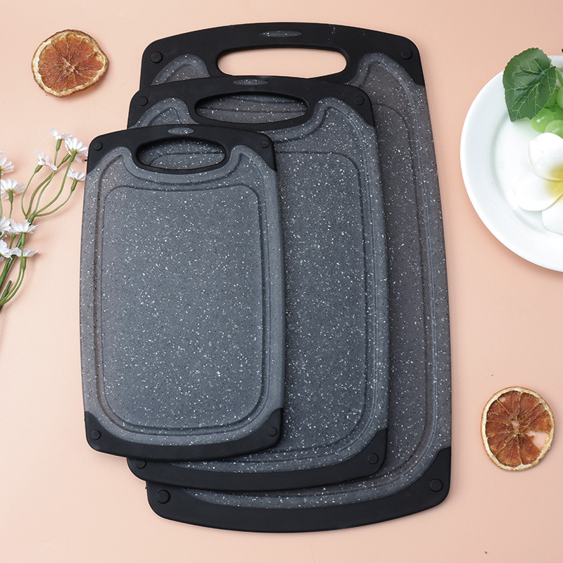 Set de 3 tocătoare din plastic, antibacteriale, rezistente la mucegai, antiderapante, cu două fețe