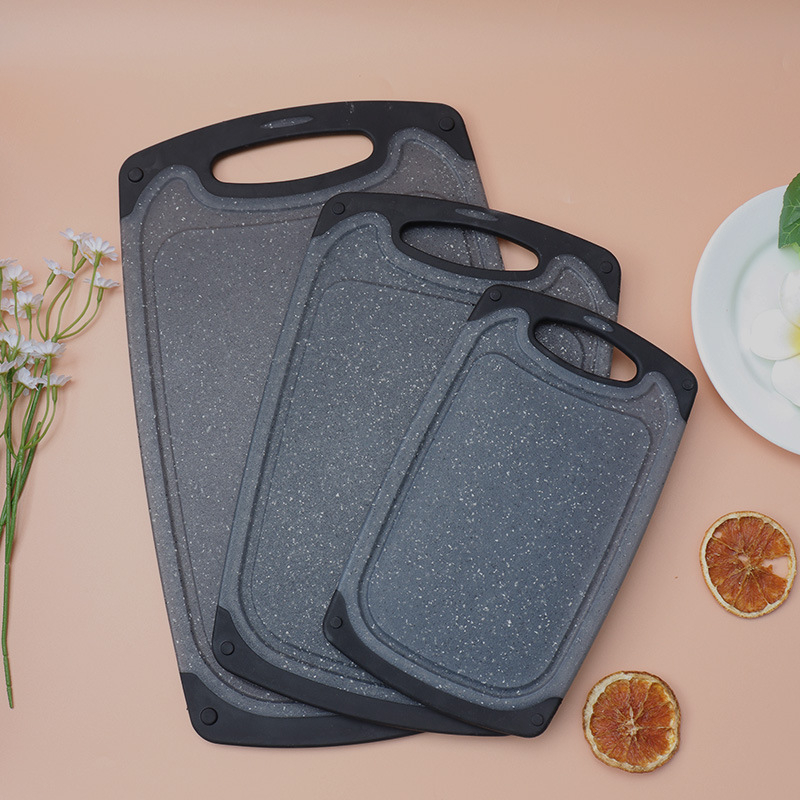 Set de 3 tocătoare din plastic, antibacteriale, rezistente la mucegai, antiderapante, cu două fețe