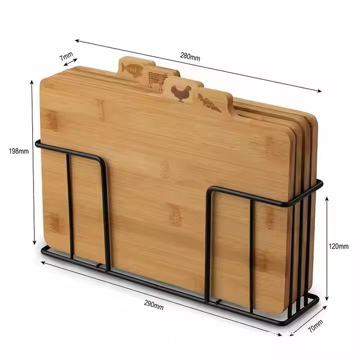 Set de plăci de tăiat din bambus – patru bucăți, portabil și reversibil, Songtao, stil modern