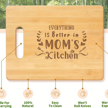 Tocător din bambus – antiderapant, cu două fețe, portabil, Rescure