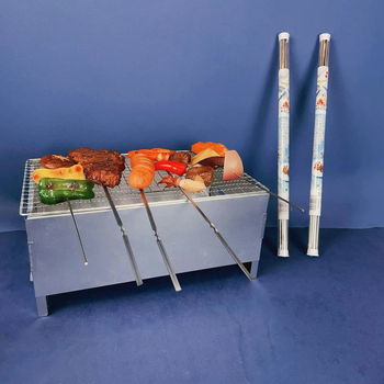 Set de frigărui pentru grătar din oțel inoxidabil 304, frigărui plate și rotunde pentru carne, frigărui pentru aripioare de pui, construcție îngroșată, pachet 50 buc.