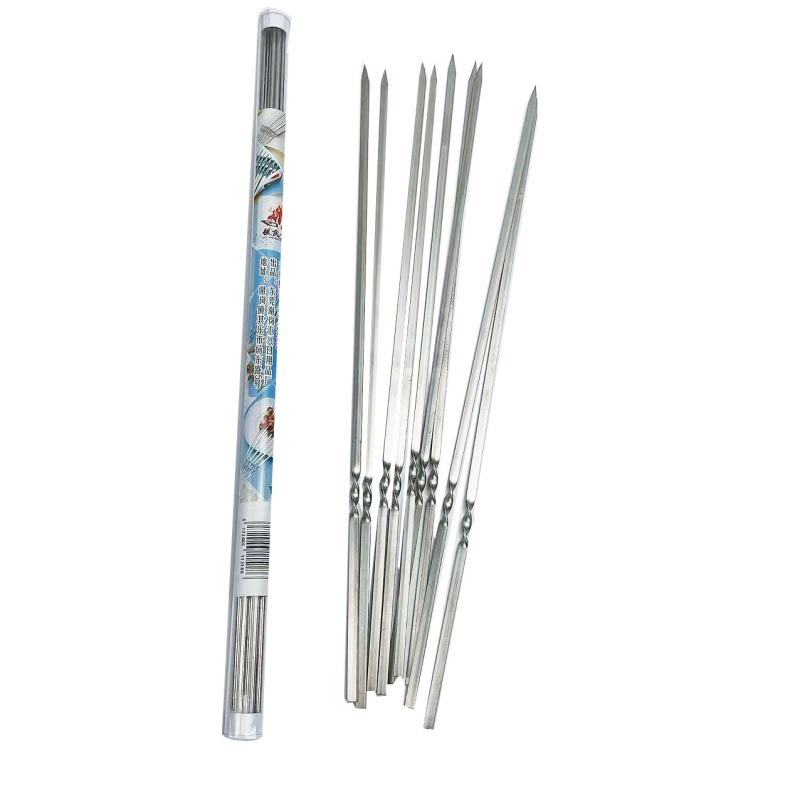 Set de frigărui pentru grătar din oțel inoxidabil 304, frigărui plate și rotunde pentru carne, frigărui pentru aripioare de pui, construcție îngroșată, pachet 50 buc.