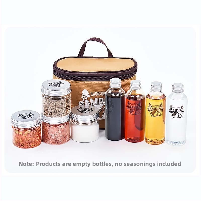 Комплект за подправки на открито, портативни пластмасови бутилки за къмпинг, 8-частков комплект, модел WJ10701, 200 г, с логото