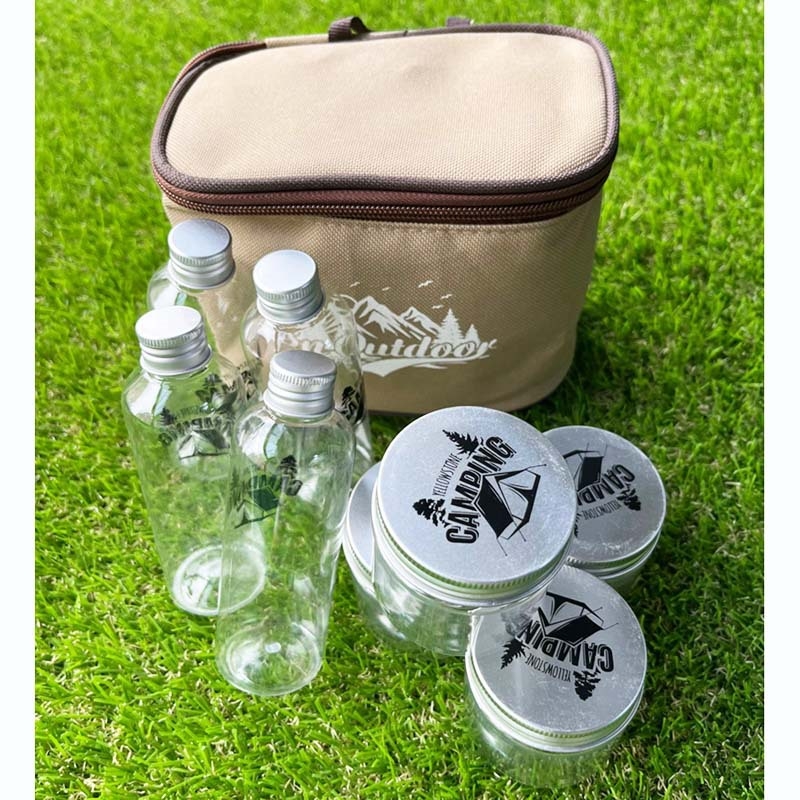 Комплект за подправки на открито, портативни пластмасови бутилки за къмпинг, 8-частков комплект, модел WJ10701, 200 г, с логото