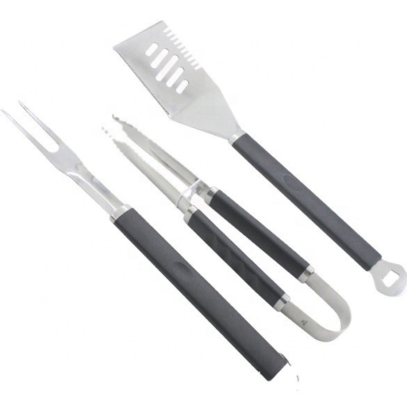 Zhongjian set alata za roštilj od nehrđajućeg čelika, 3 dijela, s PP otporne na visoke temperature drške — klipsa, vilica i lopatica