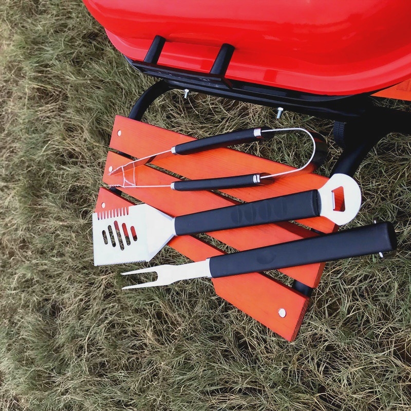 Zhongjian set alata za roštilj od nehrđajućeg čelika, 3 dijela, s PP otporne na visoke temperature drške — klipsa, vilica i lopatica