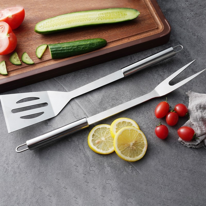 Set alata za roštilj 3 komada, nehrđajući čelik, kliješta, vilica, lopatica, model XJ-BBQ023