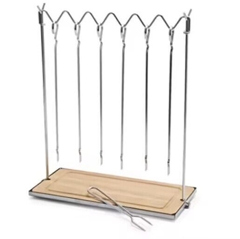 Kivehető BBQ nyárs tartókészlet, négyszögletes vasdrót keret, YN márka, súly 0.84