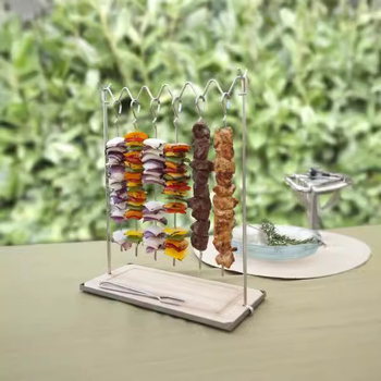 Kivehető BBQ nyárs tartókészlet, négyszögletes vasdrót keret, YN márka, súly 0.84