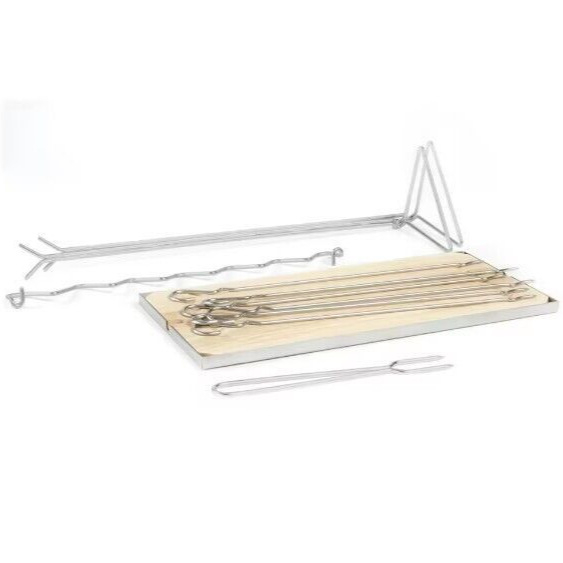 Kivehető BBQ nyárs tartókészlet, négyszögletes vasdrót keret, YN márka, súly 0.84