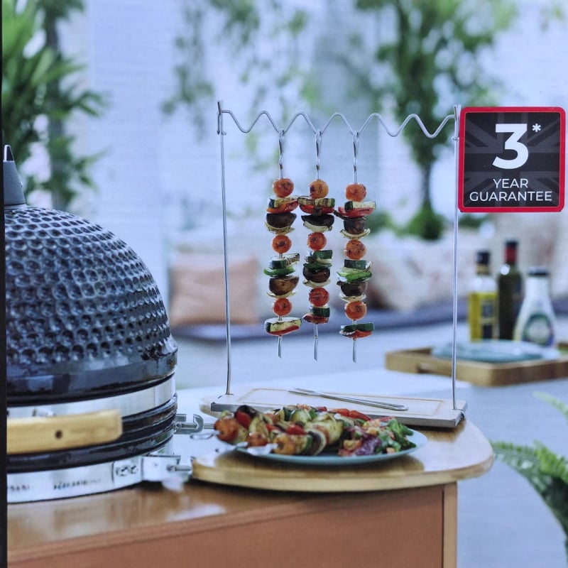 Kivehető BBQ nyárs tartókészlet, négyszögletes vasdrót keret, YN márka, súly 0.84