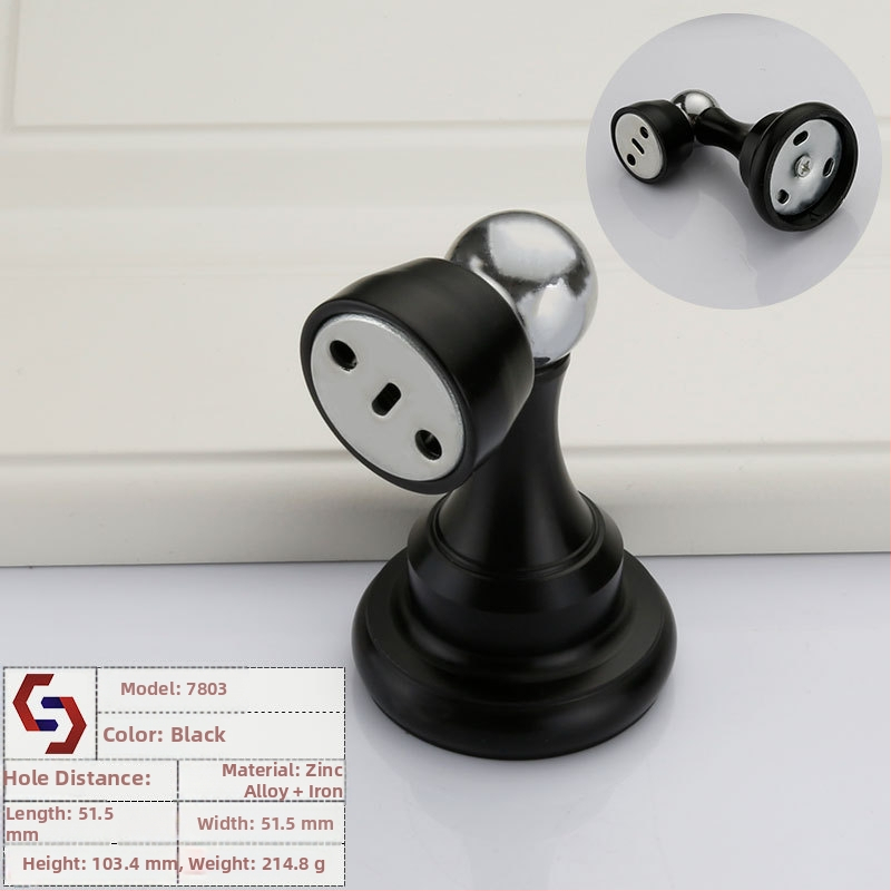 Magnetska vrata držač za drvena vrata - zidni montažni, legura cinka + nehrđajući čelik, elektroplatirani završetak, model 7803, stil Light Luxury
