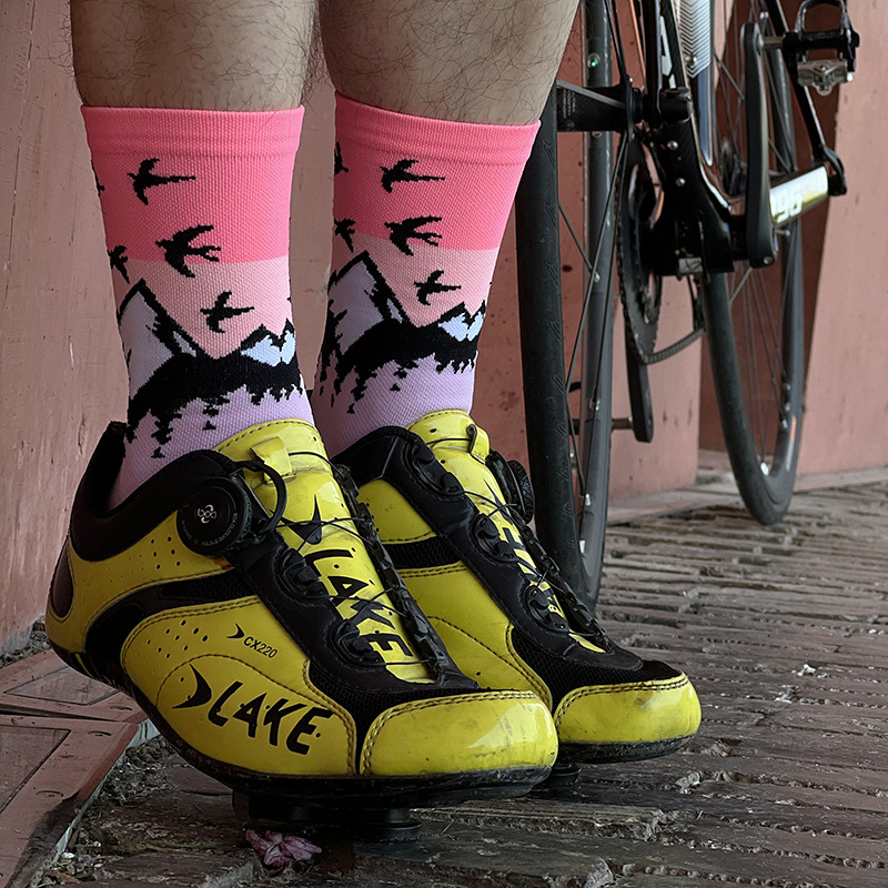 DH SPORTS Ciklističke čarape za cestovni i planinski bicikl, prozračne i upijaju znoj, srednje duljine, unisex, najlon, cjelogodišnje