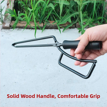 Adventure Wolf щипка за барбекю за въглища с масивна дървена дръжка, удължена конструкция, преносима