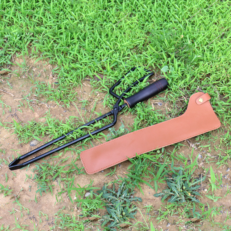 Adventure Wolf щипка за барбекю за въглища с масивна дървена дръжка, удължена конструкция, преносима