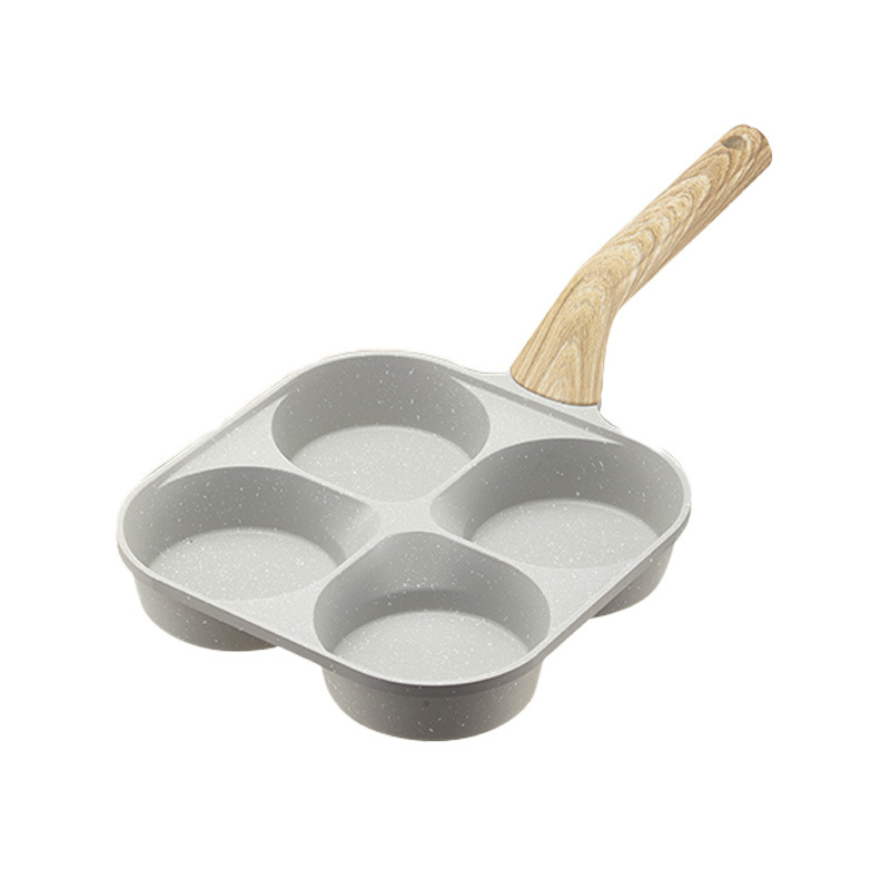 Tiganj za jaja sa četiri pretince, neprijanjajući premaz, aluminijska legura, višeslojno dno, pogodan za običan štednjak.