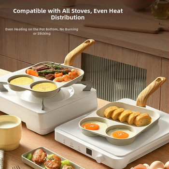 Vajíčková panvica, nepriľnavá, hliníková zliatina, viacúčelová, raňajková panvica 3v1, 250 g; viacvrstvové dno