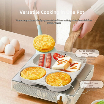 Vajíčková panvica, nepriľnavá, hliníková zliatina, viacúčelová, raňajková panvica 3v1, 250 g; viacvrstvové dno