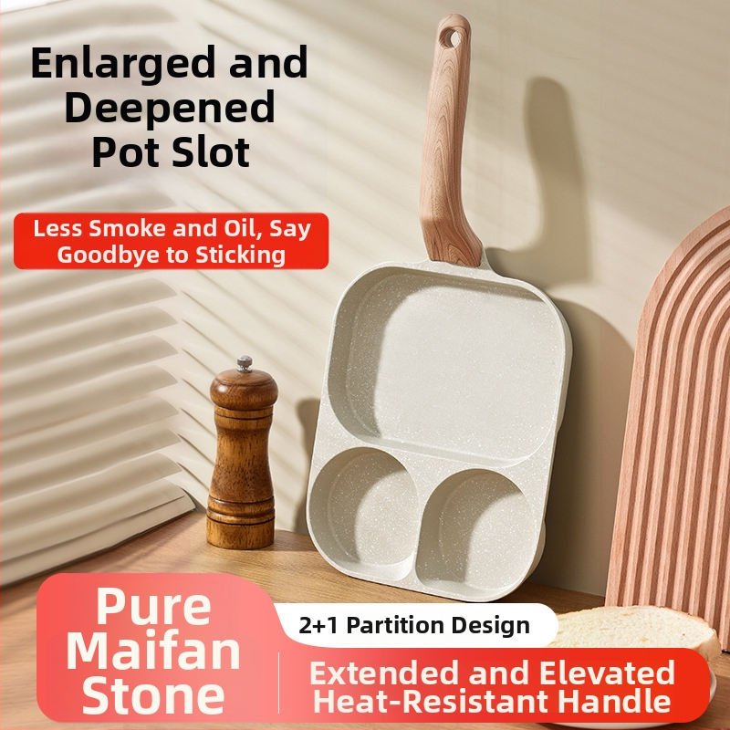 Vajíčková panvica, nepriľnavá, hliníková zliatina, viacúčelová, raňajková panvica 3v1, 250 g; viacvrstvové dno