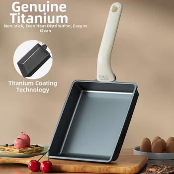 Tamagoyaki pan s titanovou vrstvou, štvorcová nepriľnavá panvica s dvojitým dnom, vhodná pre všetky sporáky