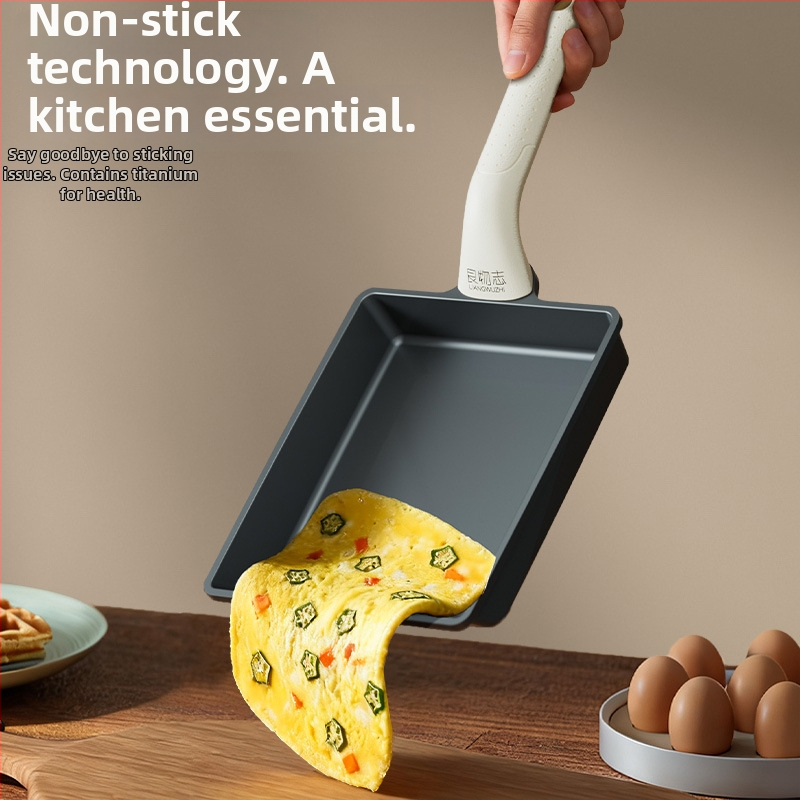 Tamagoyaki pan s titanovou vrstvou, štvorcová nepriľnavá panvica s dvojitým dnom, vhodná pre všetky sporáky