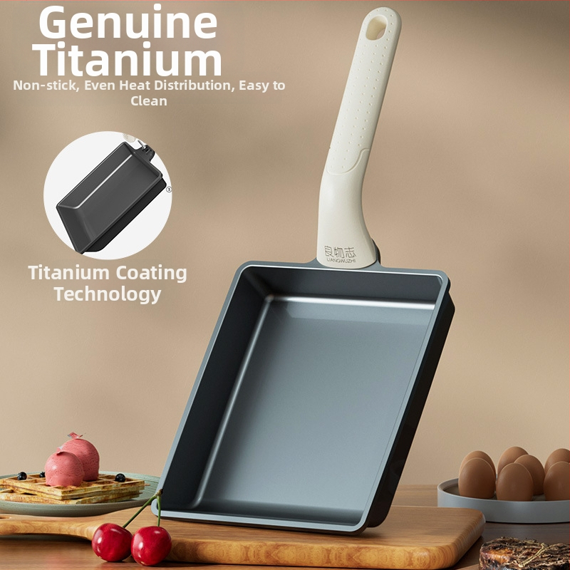 Tamagoyaki pan s titanovou vrstvou, štvorcová nepriľnavá panvica s dvojitým dnom, vhodná pre všetky sporáky