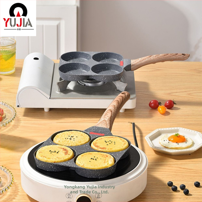 Panv na vajíčka s 4 priehradkami, hliníková zliatina, nepriľnavý povrch, model YUJIA-4K004, vhodný pre bežné sporáky