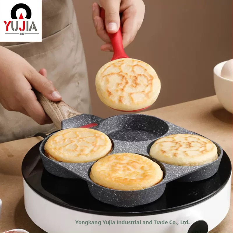 Panv na vajíčka s 4 priehradkami, hliníková zliatina, nepriľnavý povrch, model YUJIA-4K004, vhodný pre bežné sporáky