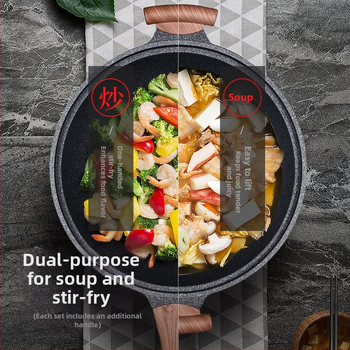 Korejskog stila wok s Maifan kamenjem, neprianjajući, bezdimni, aluminijsko tijelo, kompatibilan s indukcijom i plinskim štednjakom