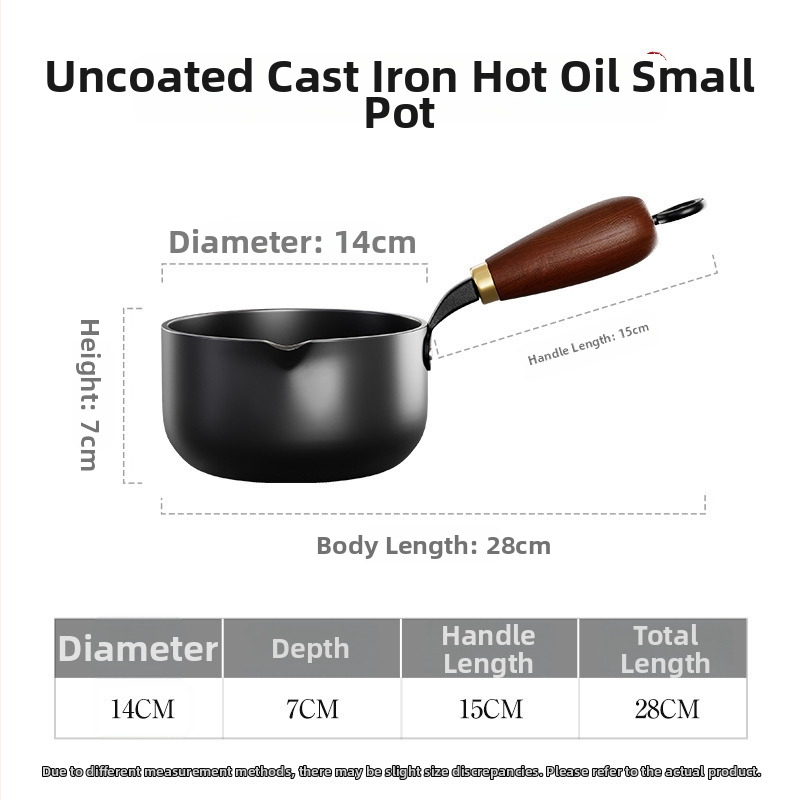Litinasta tava za raspršivanje ulja s dugim držkom, bez poklopca, premaz protiv prianjanja, model PTFG-01