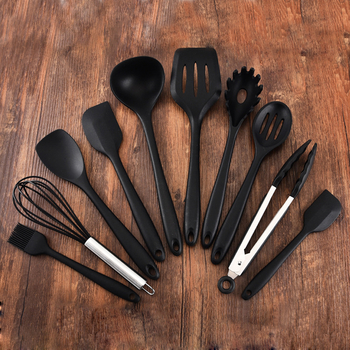 Set silikonskih kuhinjskih pribora, 10 komada, žlica za juhu i špatula, modernistički minimalistički stil, Large Kitchen
