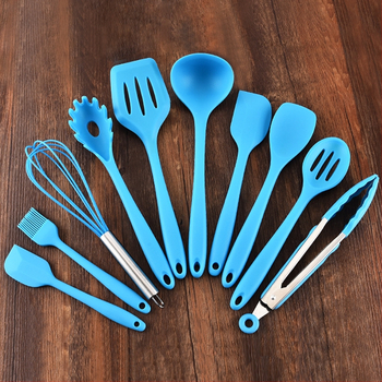 Set silikonskih kuhinjskih pribora, 10 komada, žlica za juhu i špatula, modernistički minimalistički stil, Large Kitchen