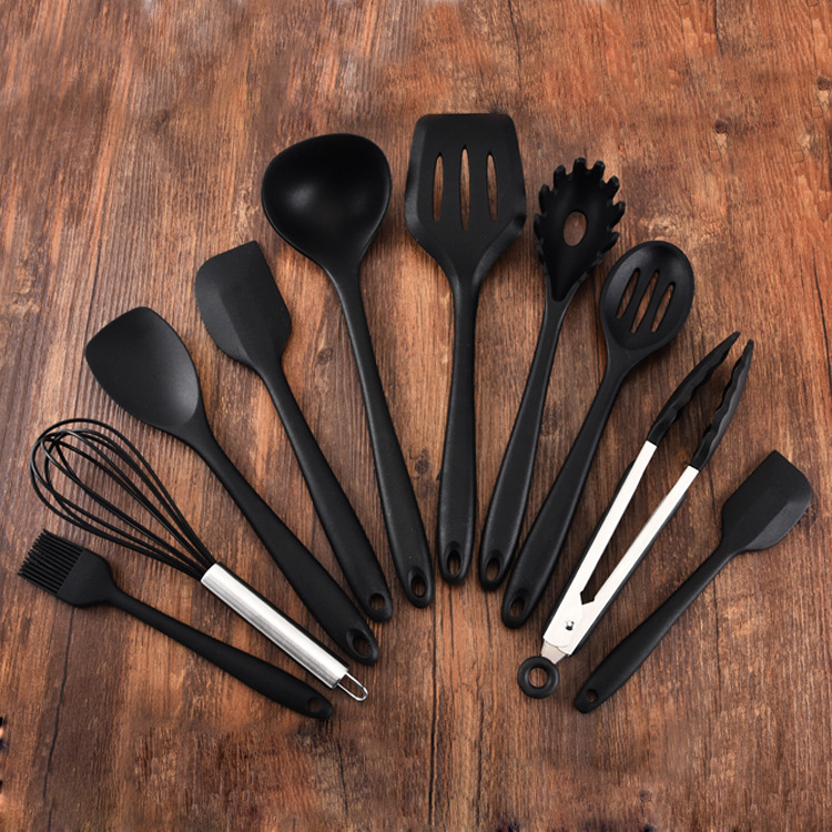 Set silikonskih kuhinjskih pribora, 10 komada, žlica za juhu i špatula, modernistički minimalistički stil, Large Kitchen