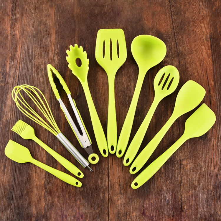 Set silikonskih kuhinjskih pribora, 10 komada, žlica za juhu i špatula, modernistički minimalistički stil, Large Kitchen
