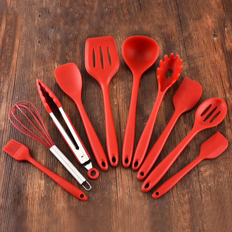 Set silikonskih kuhinjskih pribora, 10 komada, žlica za juhu i špatula, modernistički minimalistički stil, Large Kitchen