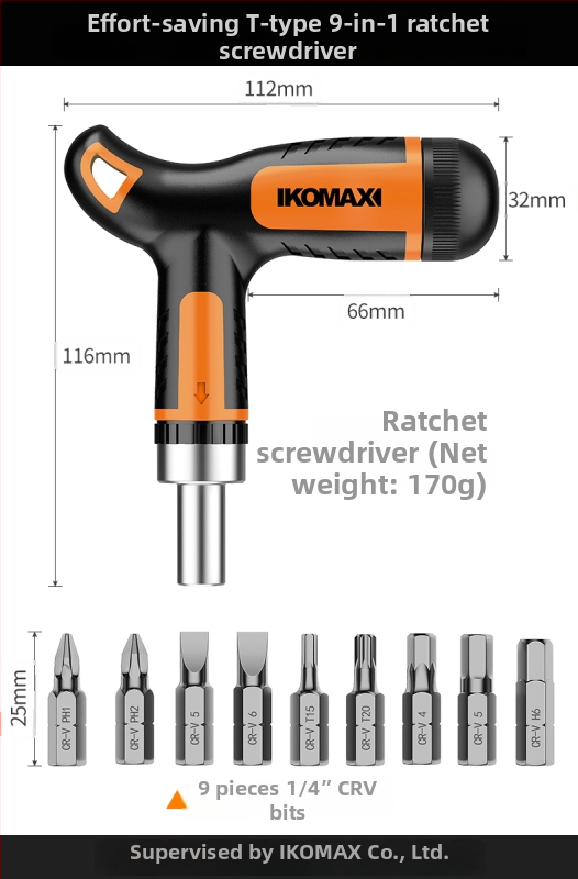 Sada skrutkovačov z uhlíkovej ocele s ráčnovým mechanizmom a viacerými bitmi, obsahuje 19-v-1 a 9-v-1 varianty a 3,6V elektrickú skrutkovač s magnetickými bitmi