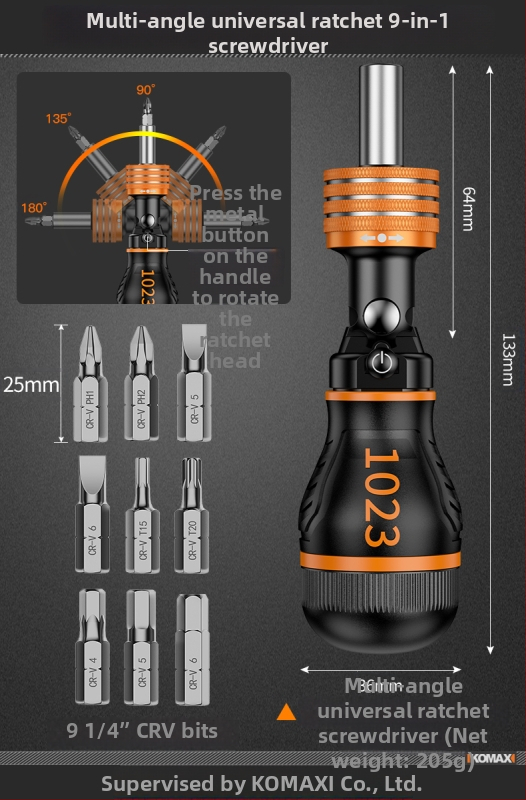 Sada skrutkovačov z uhlíkovej ocele s ráčnovým mechanizmom a viacerými bitmi, obsahuje 19-v-1 a 9-v-1 varianty a 3,6V elektrickú skrutkovač s magnetickými bitmi