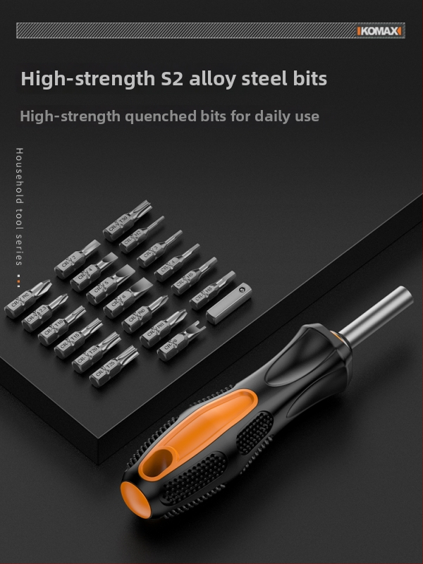 Sada skrutkovačov z uhlíkovej ocele s ráčnovým mechanizmom a viacerými bitmi, obsahuje 19-v-1 a 9-v-1 varianty a 3,6V elektrickú skrutkovač s magnetickými bitmi