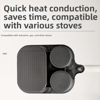 Trojfunkčná panvica na raňajky s nepriľnavým povrchom, hliníková zliatina, viacvrstvové dno, hĺbka 4 cm