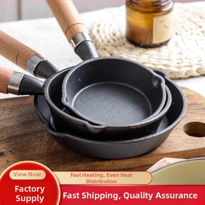 Ljevana tava s zaštitom od prskanja ulja, pogodna za indukciju, ravno dno, 0,46 kg, bez premaza, za prženje jaja