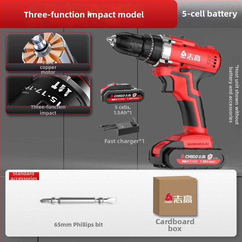 Bezkomutátorová bezdrôtová vŕtačka - 18-21V, pištoľová rukoväť, plynulá regulácia rýchlosti, samouzamykacie skľučovadlo, vpred/vzadu