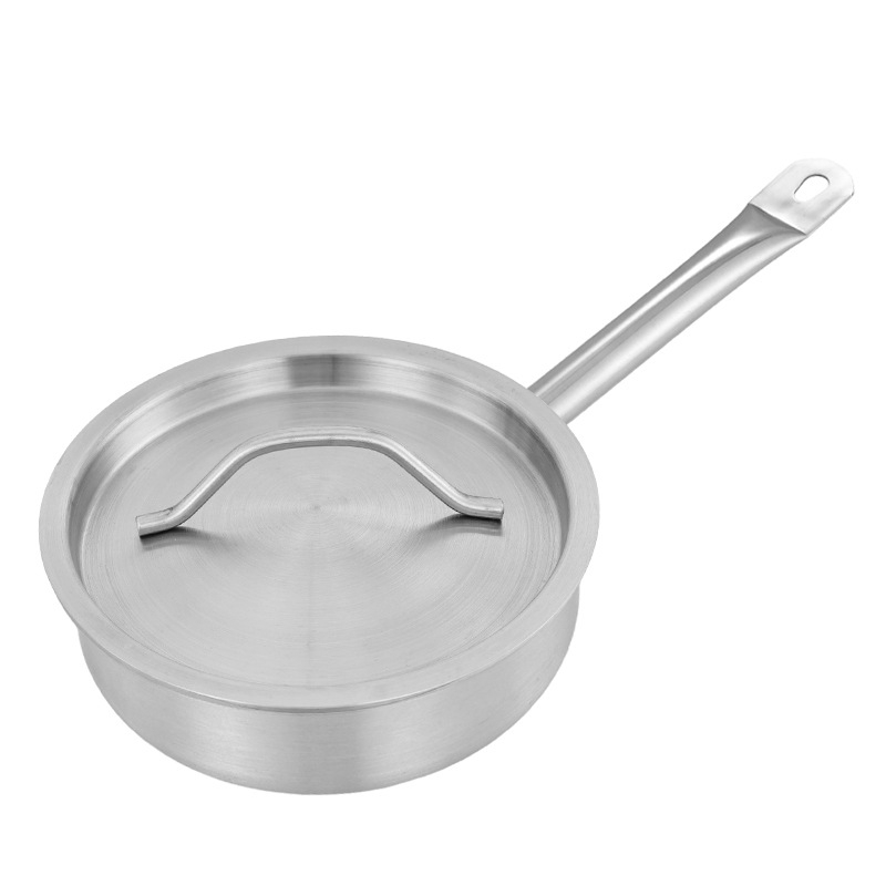 Τηγάνι σάλτσας από ανοξείδωτο ατσάλι με πυθμένα τριών στρώσεων, αντικολλητική επίστρωση, με λαβή ενός χεριού, συμβατό με γκάζι και επαγωγή