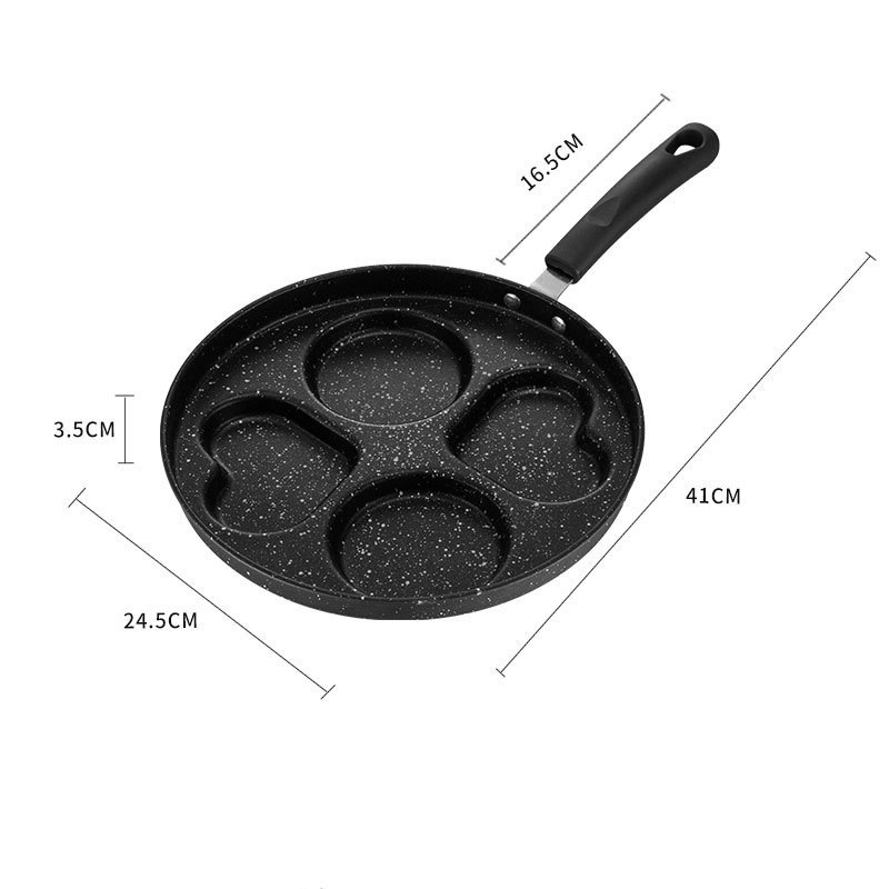 Tiganj za omletu s 4 rupe, neprianjajuća površina, od finog željeza, modern minimalistički stil